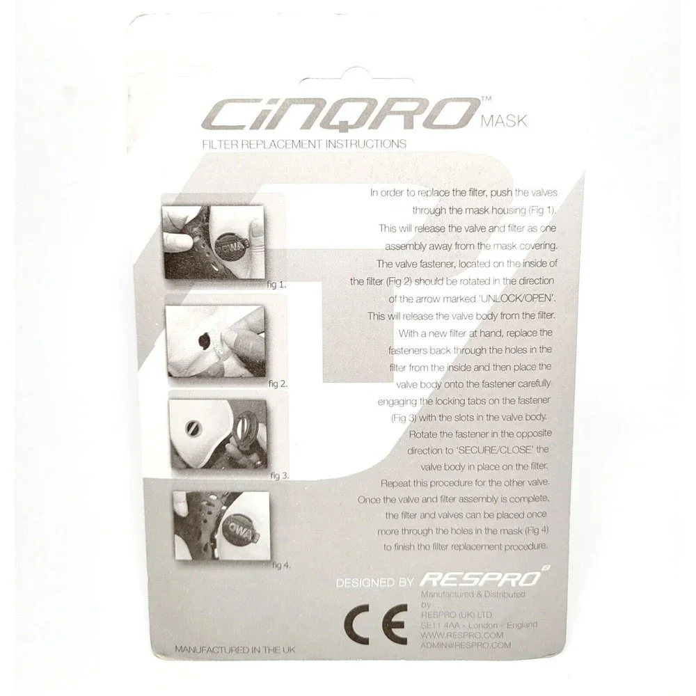 Respro Cinqro Anti Pollution Mask Sports Filter Pack Size Large New Sealed!